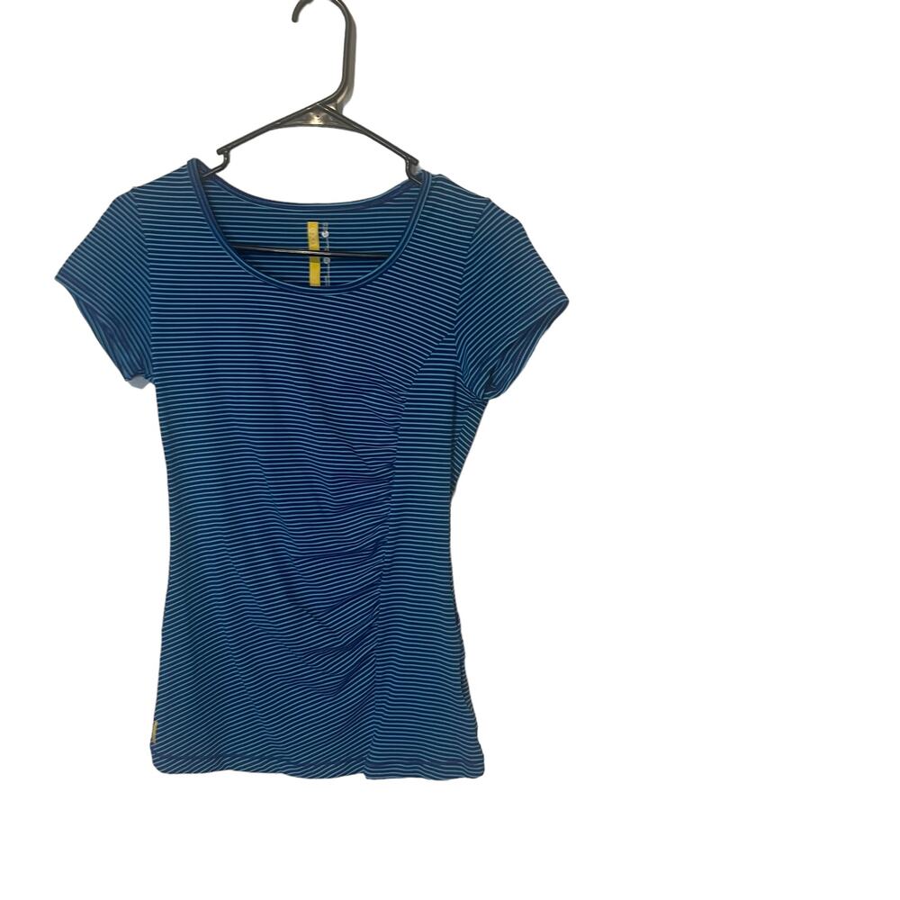 Lole‎ Women Small Blue Striped Running UPF 50+ Running Short Sleeve Tee